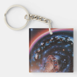 Kosmischer Riesenrad unter einer Neon-Galaxie Schlüsselanhänger
