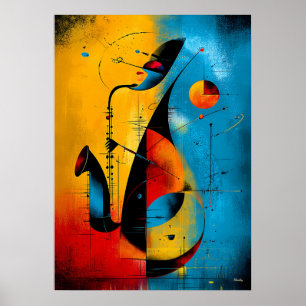 Kosmischer Saxophon – Moderne abstrakte geometrisc Poster