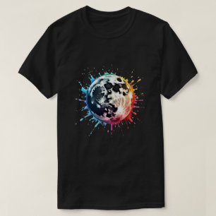 Kosmischer Spritzer: Eine farbenfrohe Mondexplosio T-Shirt