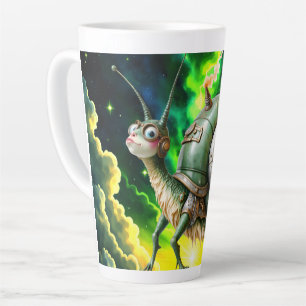 Kosmischer Steampunk-Schnecken-Vogel – Neon-Traum- Milchtasse