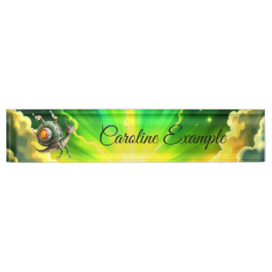 Kosmischer Steampunk-Schnecken-Vogel – Neon-Traum- Namensplakette