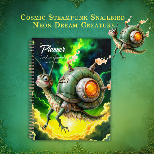 Kosmischer Steampunk-Schnecken-Vogel – Neon-Traum- Planer