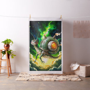 Kosmischer Steampunk-Schnecken-Vogel – Neon-Traum- Stoff