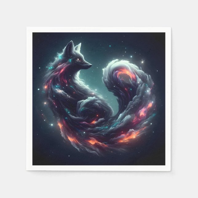 Kosmischer Sternenlicht-Fuchs-Geist-Fantasie-Tier Serviette (Vorderseite)