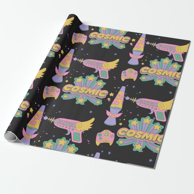 Kosmischer Stil der 90er Geschenkpapier (Ungerollt)