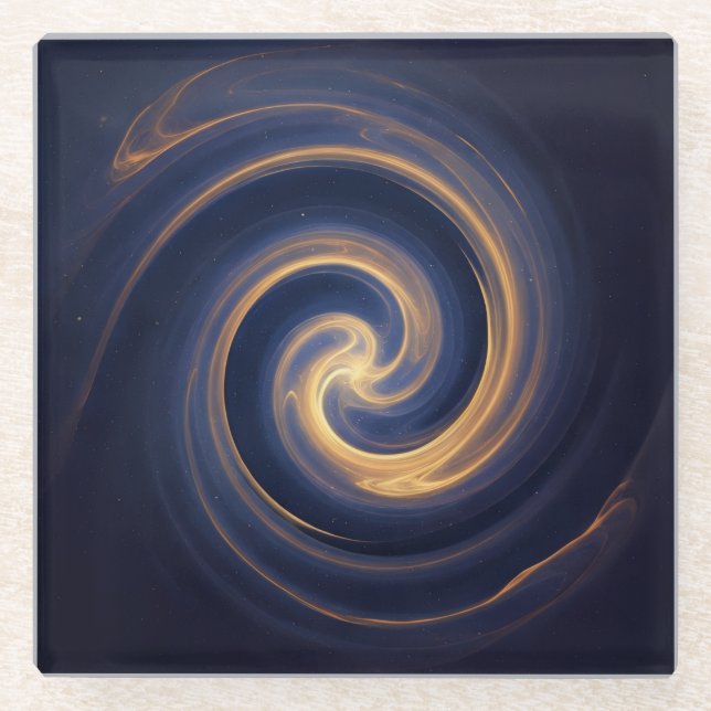 Kosmischer Strudel aus goldenem Licht Glasuntersetzer (Vorderseite)