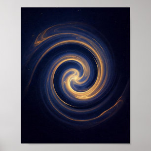 Kosmischer Strudel aus goldenem Licht Poster