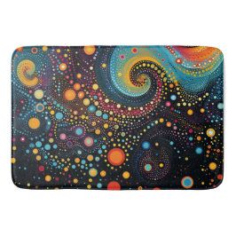 Kosmischer Tanz: Polka Dots in Space Art Badematte