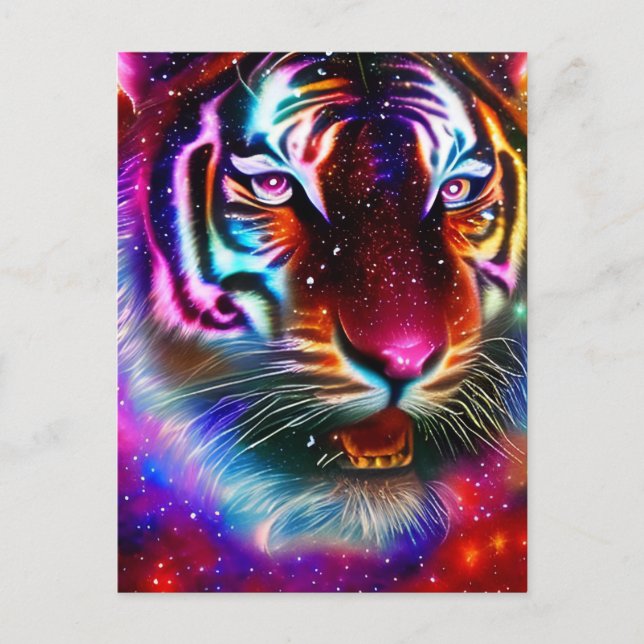 Kosmischer Tiger Postkarte (Vorderseite)