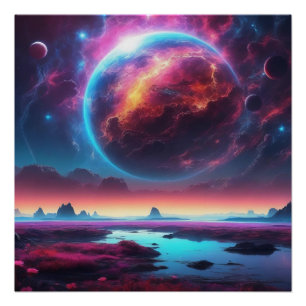 Kosmischer Traum mit fiery Planet Poster