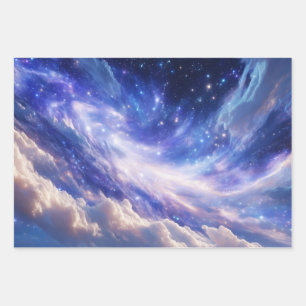 Kosmischer Traum: Wirbelnde Nebel & Sternennacht Geschenkpapier Set
