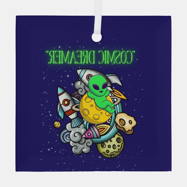 kosmischer Träumer Ornament Aus Glas (Rückseite)