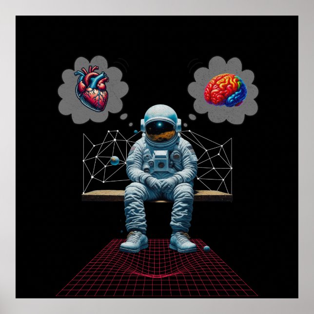 Kosmischer Verstand vs Herzensastronaut Poster (Vorne)