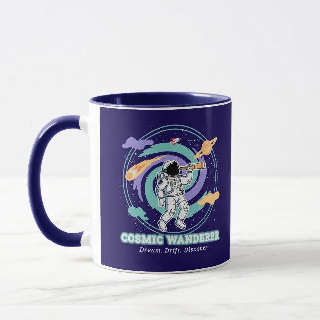 Kosmischer Wanderer Astronaut Teleskop Tasse (Links)