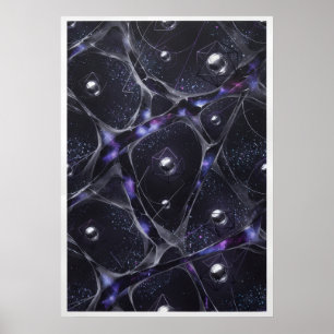 Kosmischer Web Silber Orbs Abstrakter Poster