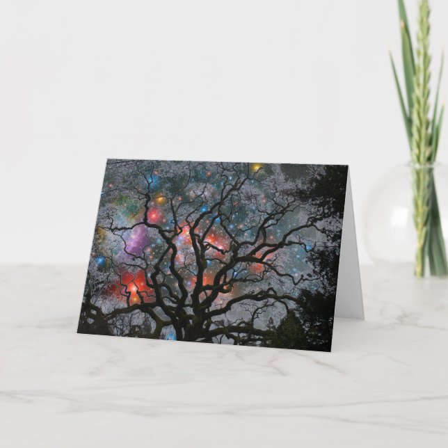 Kosmischer Weihnachtsbaum - 2 Feiertagskarte (Vorderseite)