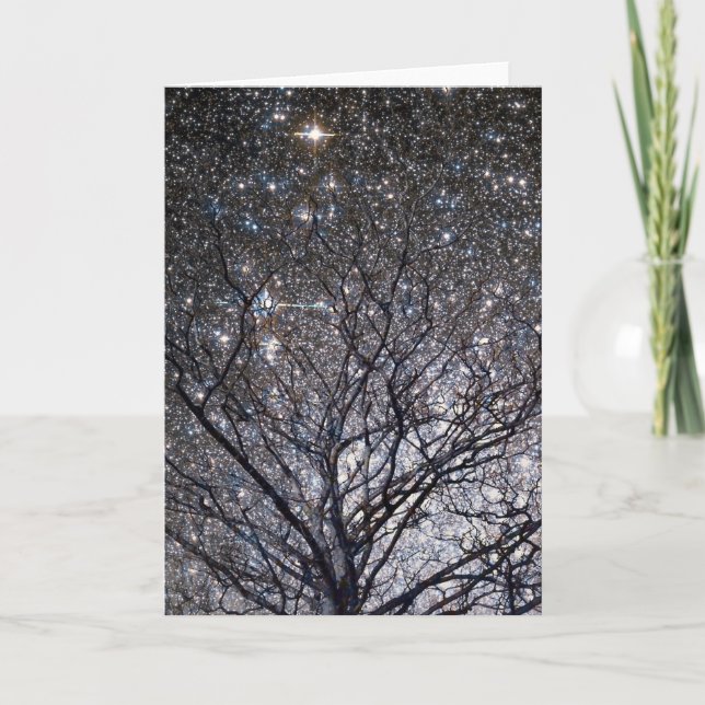 Kosmischer Weihnachtsbaum-Sternhaufen Feiertagskarte (Vorderseite)