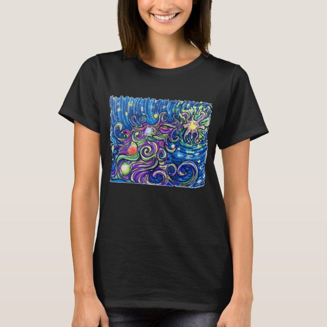 Kosmischer Weihnachtsbaum T-Shirt (Vorderseite)