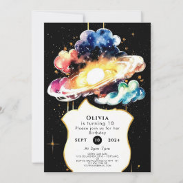 Kosmischer Whimsy Space Geburtstag Einladung