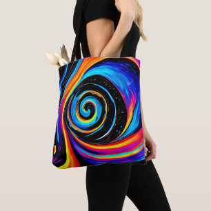 Kosmischer Wirbelstrudel in Neonfarben Tasche