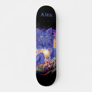 Kosmischer Wolf-Individuelle Name Skateboard