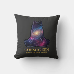 Kosmischer Zen Wolf Meditierendes Galaxie Kraftt Kissen