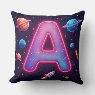 🚀 Kosmisches Alphabet Buchstabe A Raketen Sterne  Kissen