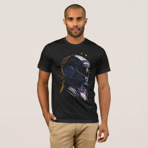 Kosmisches Astronautenhelm-Retro-Sci-Fi-T-Shirt T-Shirt