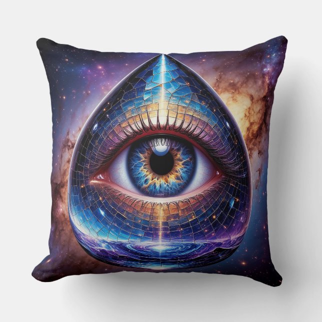 Kosmisches Auge innerhalb der Teardrop Gestalt Gal Kissen (Vorderseite)