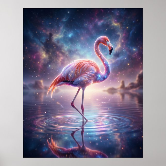 Kosmisches Flamingo-Lagunenglühen Poster (Vorne)