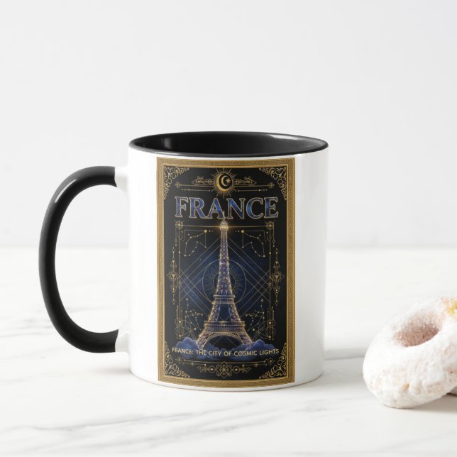 Kosmisches Frankreich Eiffelturm Himmels Kunst Tasse (Mit Donut)