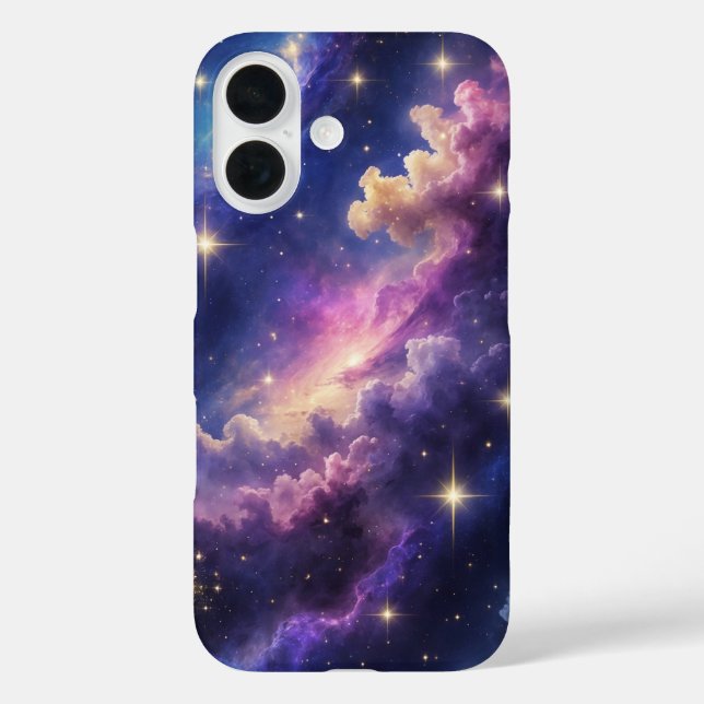Kosmisches Galaxiedesign iPhone 16 Hülle (Rückseite)