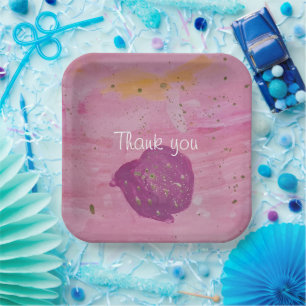 Kosmisches Galaxy Rosa Wasserfarben Geburtstag Qua Pappteller