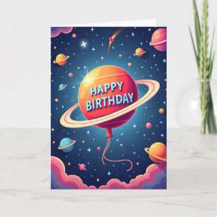 Kosmisches Geburtstagsballon-Karte Karte