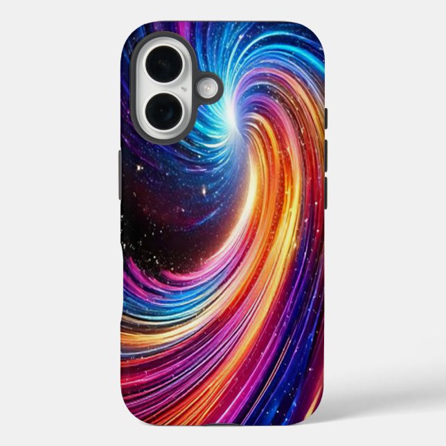 Kosmisches Hologramm iPhone 16 Hülle (Rückseite)