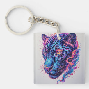 Kosmisches Leopardenportrait mit mystischer Wirkun Schlüsselanhänger
