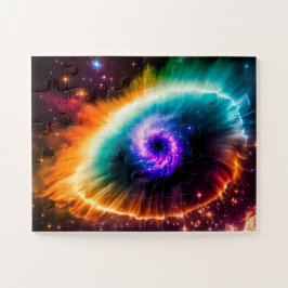 Kosmisches Lila Auge im Himmel des Fun Space