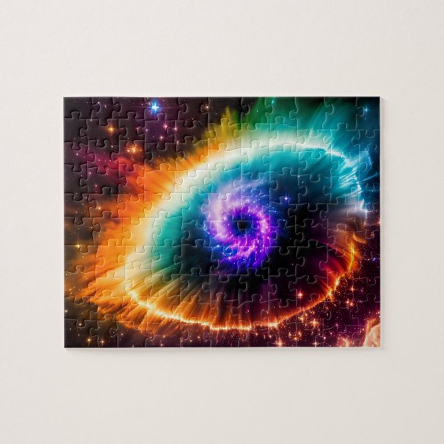 Kosmisches Lila Auge im nächtlichen Himmel des Wel (Horizontal)