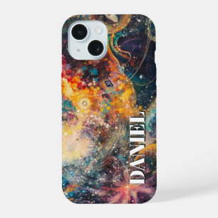 Kosmisches Planeten-Weltraum-Mehrfarbiges Gehäuse iPhone 15 Hülle