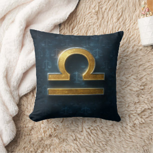 Kosmisches Schimmern Gold Libra Zodiac-Symbol Kissen