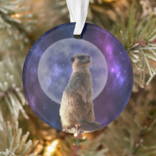 Kosmisches Sentinel: Meerkat unter dem Vollmond Ornament