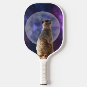 Kosmisches Sentinel: Meerkat unter dem Vollmond Pickleball Schläger