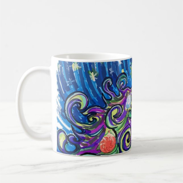 Kosmisches Weihnachtsbaum Kaffeetasse (Links)