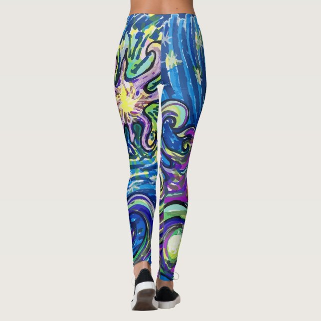 Kosmisches Weihnachtsbaum Leggings (Rückseite)