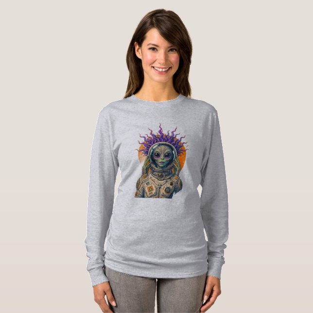 Kosmonaut Alien Langarmshirt T-Shirt (Vorne ganz)