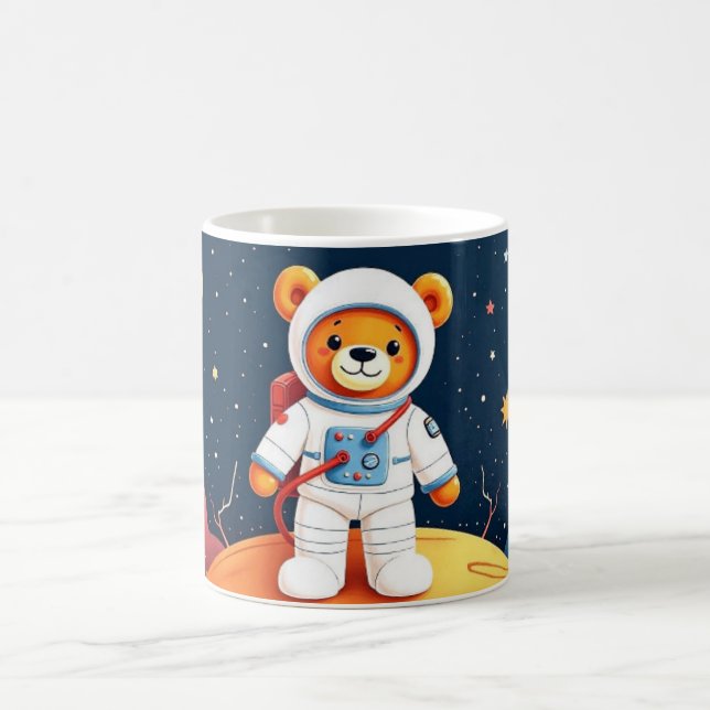 Kosmonaut Teddy Glowscape Kaffeetasse (Mittel)