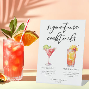 Kosmopolitischer Tequila Sunrise Cocktails Menü Sockelschild