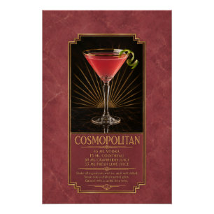 Kosmopolitisches Rezeptposter Bar-Kunst Poster