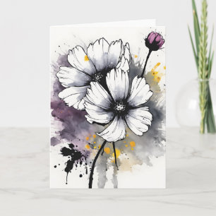 Kosmos - Aquarellblumen Karte