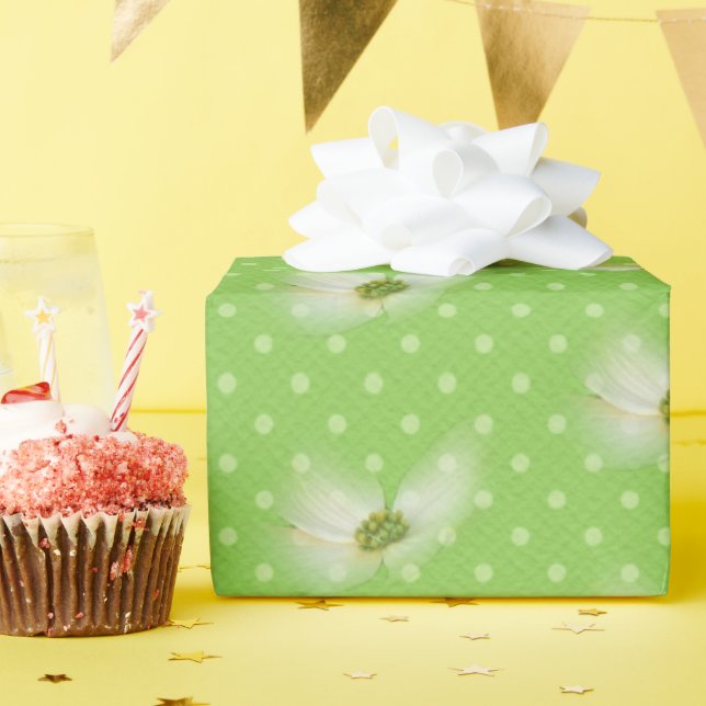 Kosmos-Blume auf Polka-Punkten Geschenkpapier (Geburtstagsparty)